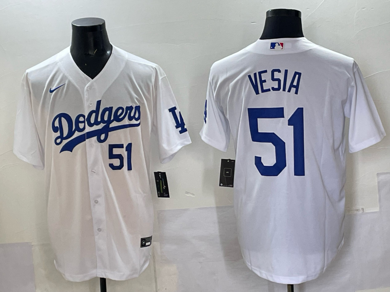 Men Los Angeles Dodgers #51 Vesia white Nike 2025 MLB jersey 004->los angeles dodgers->MLB Jersey